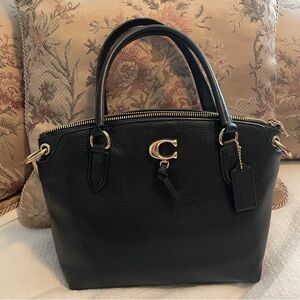 Coach Black Satchel with Gold Accents